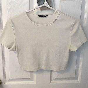 Shein Cropped White Basic Shirt